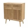 MACABANE Buffet En Pin Couleur Naturelle 2 Tiroirs 2 Portes Cannage