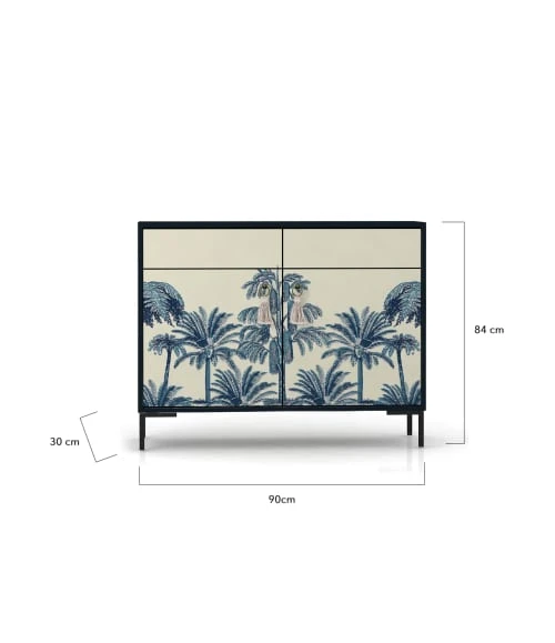 RNT By Really Nice Things Buffet En Pin Massif 2 Portes Et 2 Tiroirs Imprimé Tropical 3 RNT By Really Nice Things Buffet En Pin Massif 2 Portes Et 2 Tiroirs Imprimé Tropical – Image 3