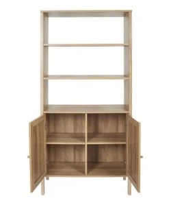 TOILINUX Buffet En Rotin Et Panneaux De Particules 2 Portes Et 3 étagères -Boutique Belamp buffet en rotin et panneaux de particules 2 portes et 3 etageres 3