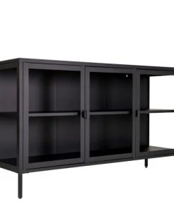 HOUSE NORDIC Buffet En Verre Et Métal L140cm Noir -Boutique Belamp buffet en verre et metal l140cm noir 2
