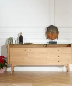 Robin Des Bois Buffet Enfilade 2 Portes 2 Tiroirs En Chêne Beige -Boutique Belamp buffet enfilade 2 portes 2 tiroirs en chene beige 4