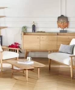 Robin Des Bois Buffet Enfilade 2 Portes 2 Tiroirs En Chêne Beige -Boutique Belamp buffet enfilade 2 portes 2 tiroirs en chene beige 5