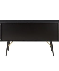 Zago Buffet Enfilade Chêne Plaqué Noir 2 Portes, 2 Tiroirs, 1 Niche -Boutique Belamp buffet enfilade chene plaque noir 2 portes 2 tiroirs 1 niche 4