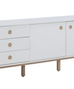 HELLIN Buffet Enfilade Nordique En Bois Blanc 3 Tiroirs 2 Portes L180 -Boutique Belamp buffet enfilade nordique en bois blanc 3 tiroirs 2 portes l180 3