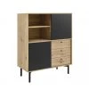Petits Meubles Buffet Haut 2 Portes 3 Tiroirs Naturel Et Noir