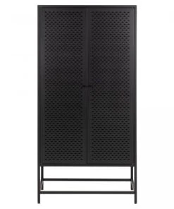 Meubles & Design Buffet Haut 2 Portes En Métal Style Contemporain Noir