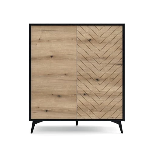 Petits Meubles Buffet Haut 2 Portes Naturel Et Noir 2 Petits Meubles Buffet Haut 2 Portes Naturel Et Noir – Image 2