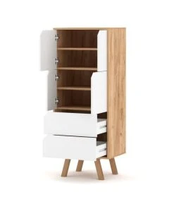 CALICOSY Buffet Haut 4 Portes 2 Tiroirs L57 Cm - Blanc