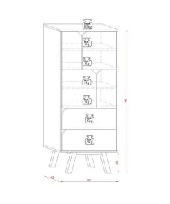 CALICOSY Buffet Haut 4 Portes 2 Tiroirs L57 Cm - Blanc -Boutique Belamp buffet haut 4 portes 2 tiroirs l57 cm blanc 4