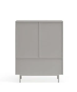 TEULAT Buffet Haut En Bois 2 Portes 2 Tiroirs Gris Clair -Boutique Belamp buffet haut en bois 2 portes 2 tiroirs gris clair 5