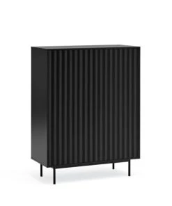 TEULAT Buffet Haut En Bois 2 Portes 2 Tiroirs Noir -Boutique Belamp buffet haut en bois 2 portes 2 tiroirs noir 3