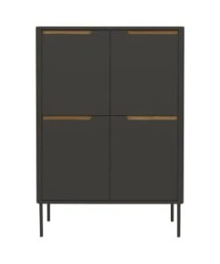 Tenzo Buffet Haut En Bois 4 Portes H128cm Gris Anthracite -Boutique Belamp buffet haut en bois 4 portes h128cm gris anthracite switch