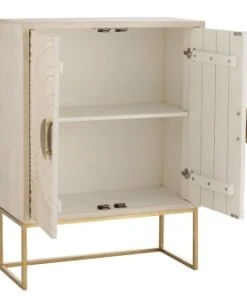 HELLIN Buffet Haut En Manguier Beige/or -Boutique Belamp buffet haut en manguier beige or 4
