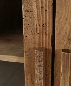 Grenier Alpin Buffet Haut En Pin Recyclé 2 Portes Vitrées Et 2 Niches -Boutique Belamp buffet haut en pin recycle 2 portes vitrees et 2 niches 5