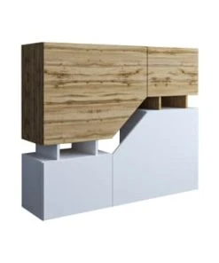 Best Mobilier Buffet Haut Industriel 120 Cm Bois / Blanc -Boutique Belamp buffet haut industriel 120 cm bois blanc 3