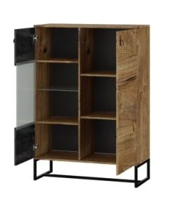 Best Mobilier Buffet Haut Industriel 93 Cm Bois / Gris -Boutique Belamp buffet haut industriel 93 cm bois gris 2