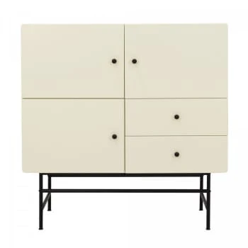 Meubles & Design Buffet Haut Moderne En Bois Et Métal 3 Placards 2 Tiroirs Noir 6 Meubles & Design Buffet Haut Moderne En Bois Et Métal 3 Placards 2 Tiroirs Noir – Image 6