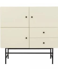 Meubles & Design Buffet Haut Moderne En Bois Et Métal 3 Placards 2 Tiroirs Beige -Boutique Belamp buffet haut moderne en bois et metal 3 placards 2 tiroirs beige chuck