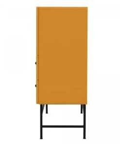 Meubles & Design Buffet Haut Moderne En Bois Et Métal 3 Placards 2 Tiroirs Moutarde 8 Meubles & Design Buffet Haut Moderne En Bois Et Métal 3 Placards 2 Tiroirs Moutarde -Boutique Belamp buffet haut moderne en bois et metal 3 placards 2 tiroirs moutarde 2
