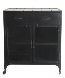 MACABANE Buffet Industriel 2 Portes 2 Tiroirs Métal Noir -Boutique Belamp buffet industriel 2 portes 2 tiroirs metal noir 3