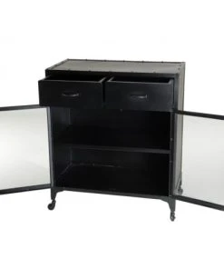 MACABANE Buffet Industriel 2 Portes 2 Tiroirs Métal Noir -Boutique Belamp buffet industriel 2 portes 2 tiroirs metal noir 5