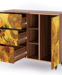 Storyz Buffet Jaune 3 Tiroirs Et 1 Porte L 125 Cm -Boutique Belamp buffet jaune 3 tiroirs et 1 porte l 125 cm 4