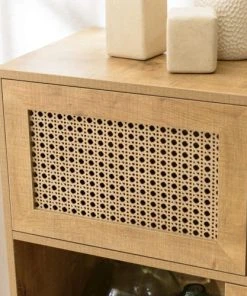 MACABANE Buffet Marron 3 Niches 3 Portes Effet Cannage Pieds Métal -Boutique Belamp buffet marron 3 niches 3 portes effet cannage pieds metal 4