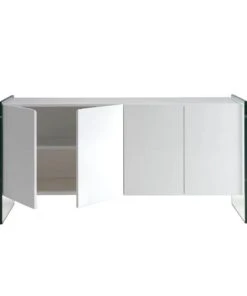 Angel Cerda Buffet MDF Blanco Brillo Quatre Portes Et Latéraux En Verre 5 Angel Cerda Buffet MDF Blanco Brillo Quatre Portes Et Latéraux En Verre -Boutique Belamp buffet mdf blanco brillo quatre portes et lateraux en verre 2