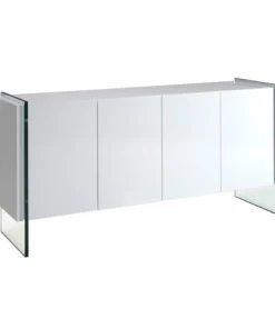 Angel Cerda Buffet MDF Blanco Brillo Quatre Portes Et Latéraux En Verre