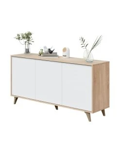 Dmora Buffet Moderne 3 Portes Effet Bois Et Blanc 8 Dmora Buffet Moderne 3 Portes Effet Bois Et Blanc -Boutique Belamp buffet moderne 3 portes effet bois et blanc 2