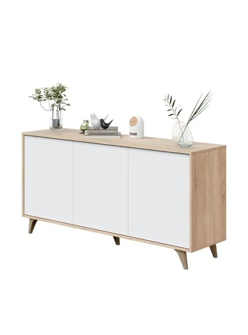 Dmora Buffet Moderne 3 Portes Effet Bois Et Blanc 3 Dmora Buffet Moderne 3 Portes Effet Bois Et Blanc – Image 3
