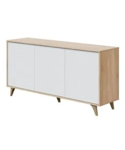 Dmora Buffet Moderne 3 Portes Effet Bois Et Blanc