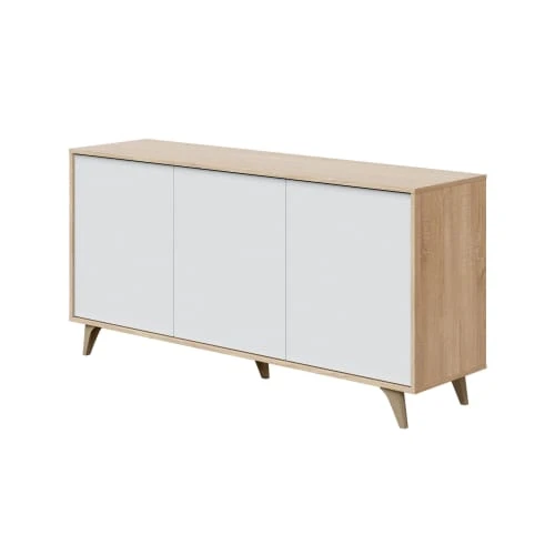 Dmora Buffet Moderne 3 Portes Effet Bois Et Blanc 1 Dmora Buffet Moderne 3 Portes Effet Bois Et Blanc