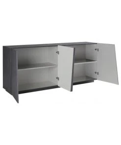 Dmora Buffet Moderne 4 Portes Effet Bois Gris Ardoise -Boutique Belamp buffet moderne 4 portes effet bois gris ardoise 2