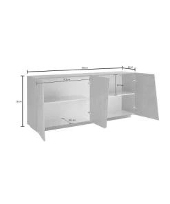 Dmora Buffet Moderne 4 Portes Effet Bois Gris Ardoise -Boutique Belamp buffet moderne 4 portes effet bois gris ardoise 3