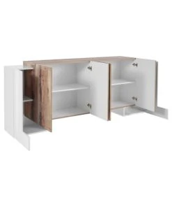 Dmora Buffet Moderne à 6 Portes Effet Bois Blanc 6 Dmora Buffet Moderne à 6 Portes Effet Bois Blanc -Boutique Belamp buffet moderne a 6 portes effet bois blanc 2