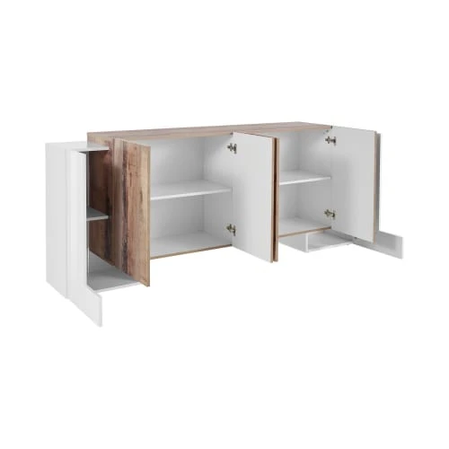 Dmora Buffet Moderne à 6 Portes Effet Bois Blanc 3 Dmora Buffet Moderne à 6 Portes Effet Bois Blanc – Image 3