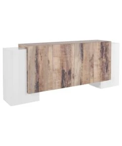 Dmora Buffet Moderne à 6 Portes Effet Bois Blanc
