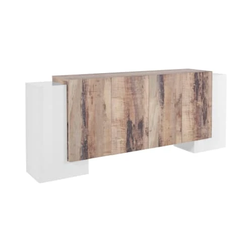 Dmora Buffet Moderne à 6 Portes Effet Bois Blanc 1 Dmora Buffet Moderne à 6 Portes Effet Bois Blanc