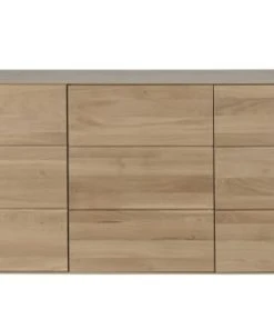 HELLIN Buffet Moderne En Bois De Chêne Massif Naturel 3 Portes L180
