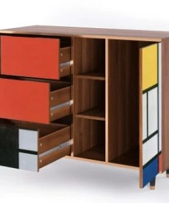 Storyz Buffet Multicolore 3 Tiroirs Et 1 Porte L 125 Cm -Boutique Belamp buffet multicolore 3 tiroirs et 1 porte l 125 cm 9