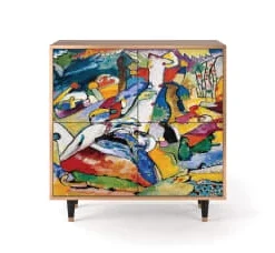 Storyz Buffet Bleu Et Jaune 4 Portes L 94 Cm -Boutique Belamp buffet multicolore 4 portes l 94 cm improvisation 26 by wassily kandinsky