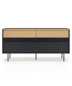 TEMAHOME Buffet Placage Chêne Et Noir