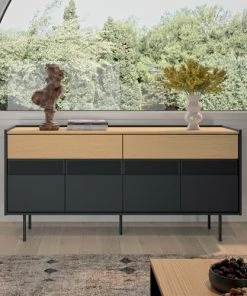 TEMAHOME Buffet Placage Chêne Et Noir -Boutique Belamp buffet placage chene et noir 3
