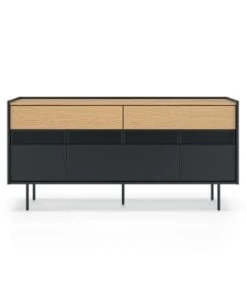 TEMAHOME Buffet Placage Noyer Et Noir Laqué 11 TEMAHOME Buffet Placage Noyer Et Noir Laqué -Boutique Belamp buffet placage chene et noir radio 1