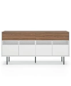 TEMAHOME Buffet Placage Noyer Et Blanc Laqué