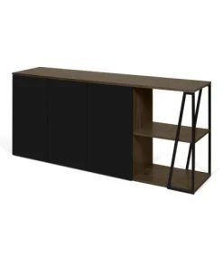 TEMAHOME Buffet Placage Noyer Et Noir Laqué -Boutique Belamp buffet placage noyer et noir laque 2