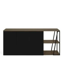 TEMAHOME Buffet Placage Noyer Et Noir Laqué