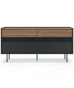 TEMAHOME Buffet Placage Noyer Et Noir Laqué