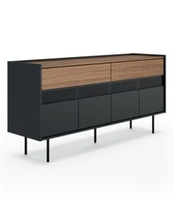 TEMAHOME Buffet Placage Noyer Et Noir Laqué 8 TEMAHOME Buffet Placage Noyer Et Noir Laqué -Boutique Belamp buffet placage noyer et noir laque 6